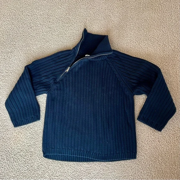 Zara Angle Zip Ribbed Mock Neck Oversized Cotton Sweater - Picture 3 of 8